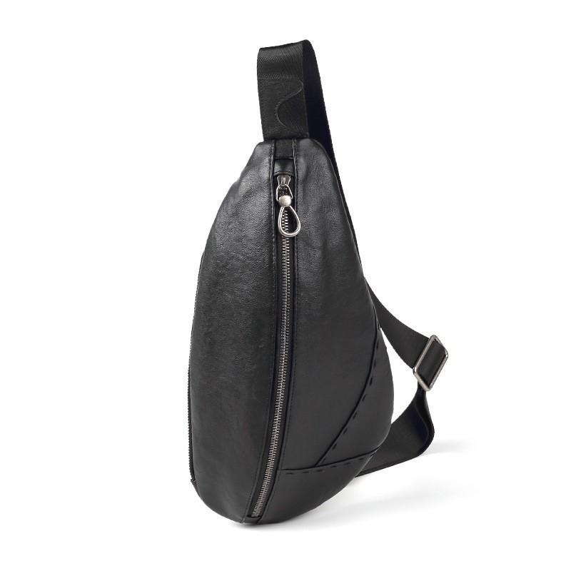 New Men s Vertical Leather Chest Bag Casual Sports Crossbody Retro Top Layer Cowhide Shoulder 36x18x5