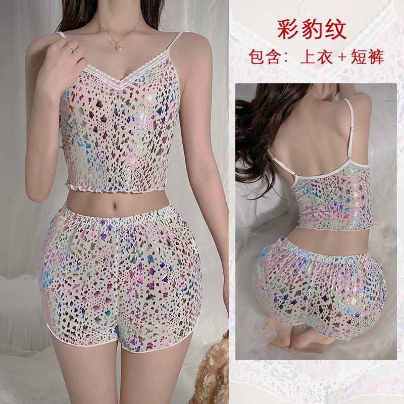 

Новая сетчатая пижама женская сексуальная подтяжка шорты ins милая сексуальная одежда популярный комплект S