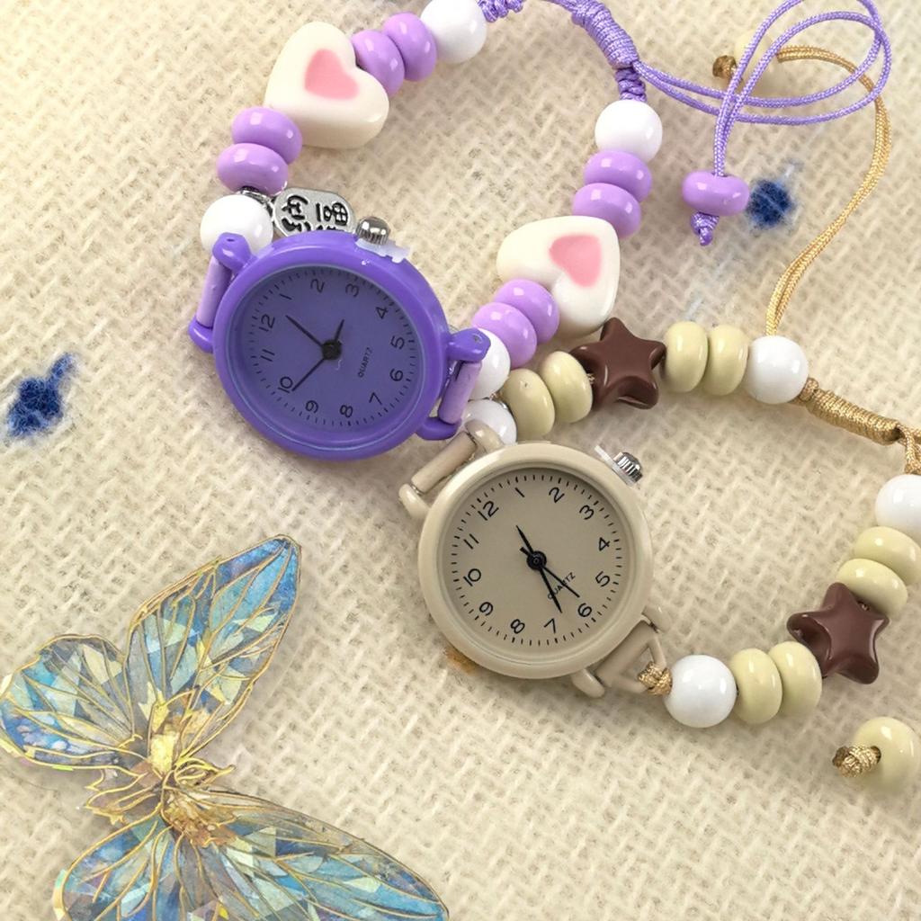 Fashion Dopamine Bracelet Watch Beaded Adjustable Star Heart Chain Watch Pendant Quartz Watch Women Girls Digital Wristwatches