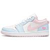 Jordan Air Jordan 1 Top Grain Cow Leather Low Top Vintage Basketball Shoes Unisex Blue Pink Balloons 553560-614(Team1276-)