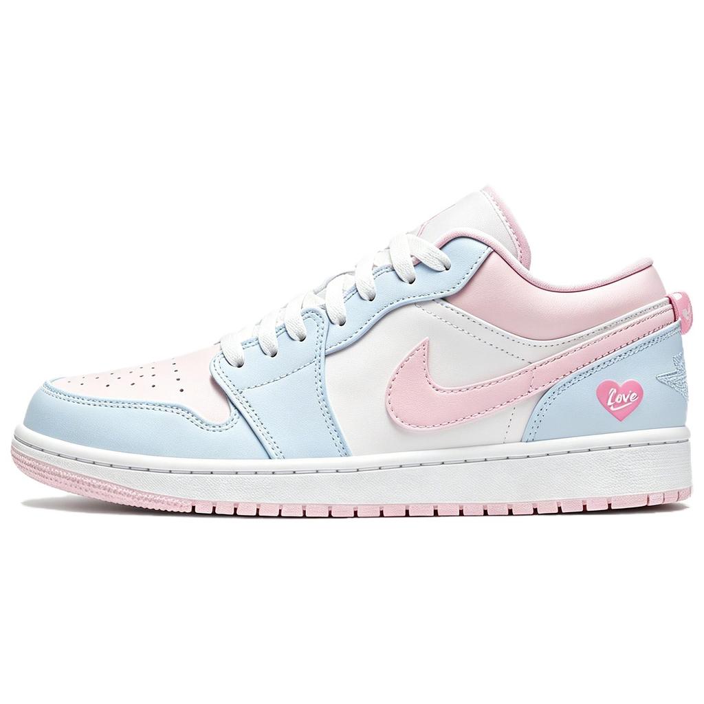 Jordan Air Jordan 1 Top Grain Cow Leather Low Top Vintage Basketball Shoes Unisex Blue Pink Balloons 553560-614(Team1276-)