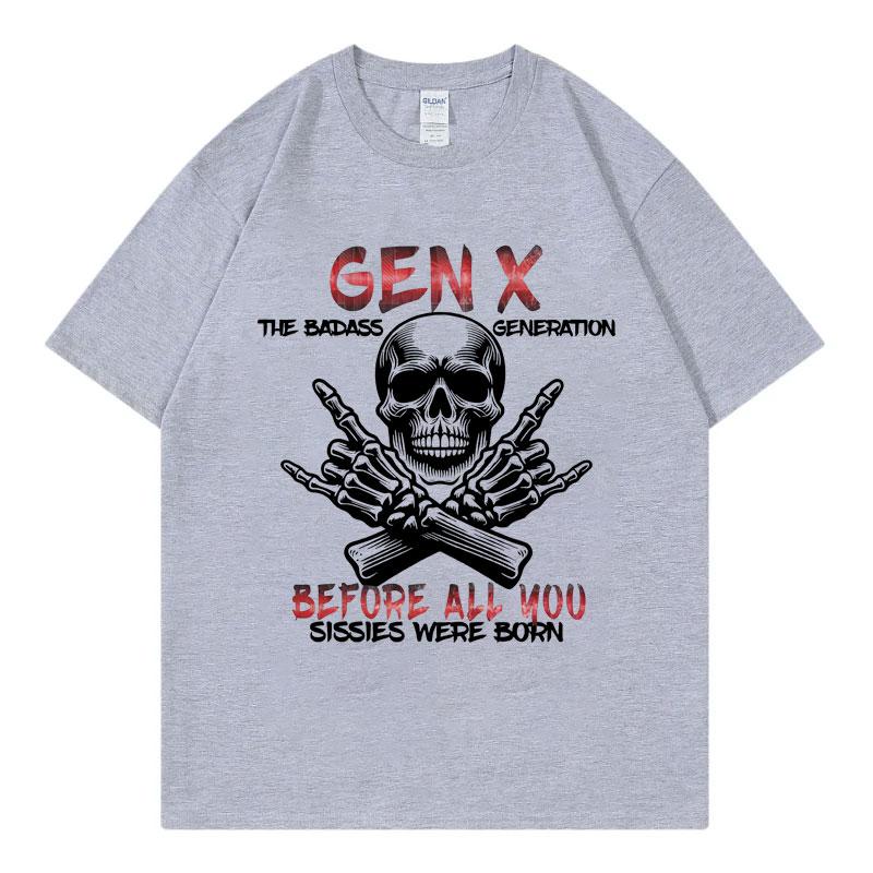 

The Badass Generation Funny Skull Meme Tshirt Mens Women Gothic Vintage Short Sleeve Tshirts Fashion Casual Oversized T Shirt 4XL