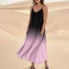 Women's Casual V Neck Gradient Print Sleeveless Pocket Suspender Dress
