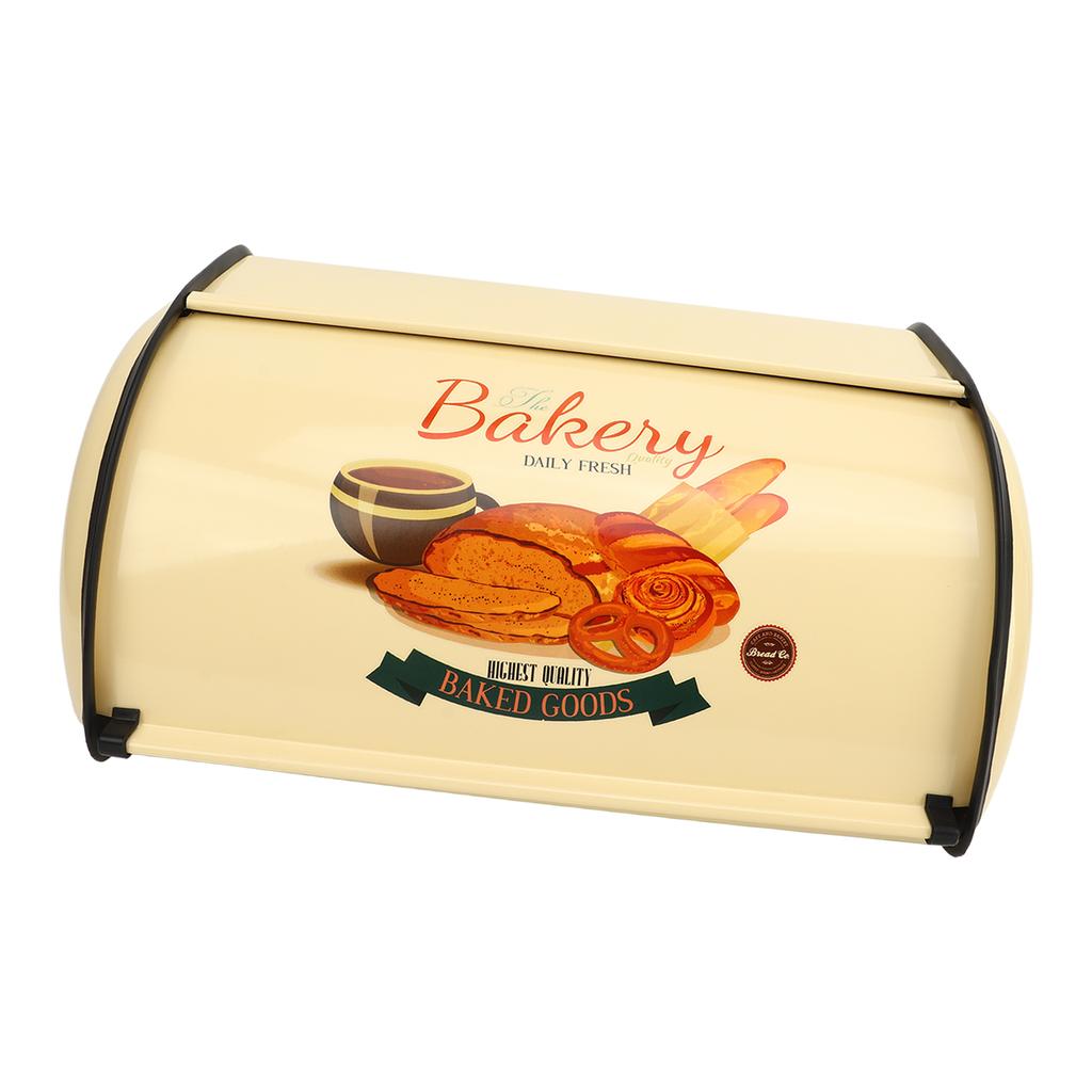 Metal Bread Box Champagne Color Small Drum Type Metal Bread Bin for Kitchen Countertop