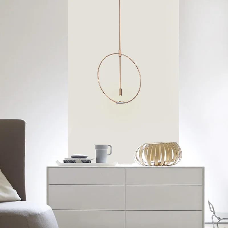 Nordic Ring Pendant 45cm/60cm Golden Pendant Simple Model Room Dining Room Living Room Art Exhibition Decorative Light
