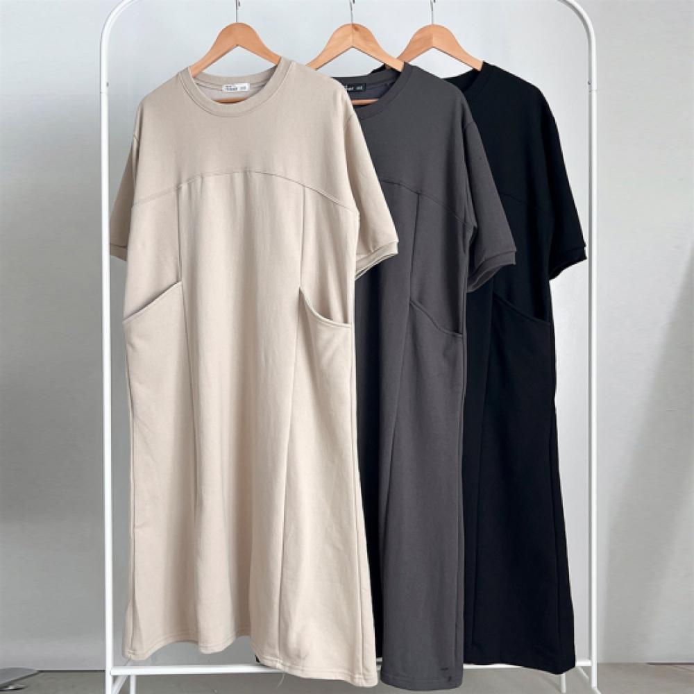 New Arrivals Open Runwomen Big Size Two Pocket Cut Autumn Short Sleeve Long One