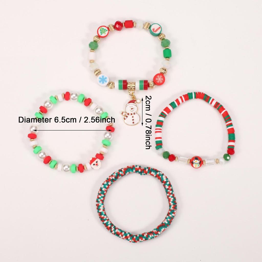 Christmas Charm Bracelet with Snowman, Tree, Santa, and Deer Pendants