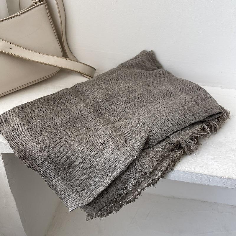 Scarf for Women In Autumn  Fresh and Versatile Contrasting Stripes Texture  Cotton and Linen Thin Shawl Scarf Scarf