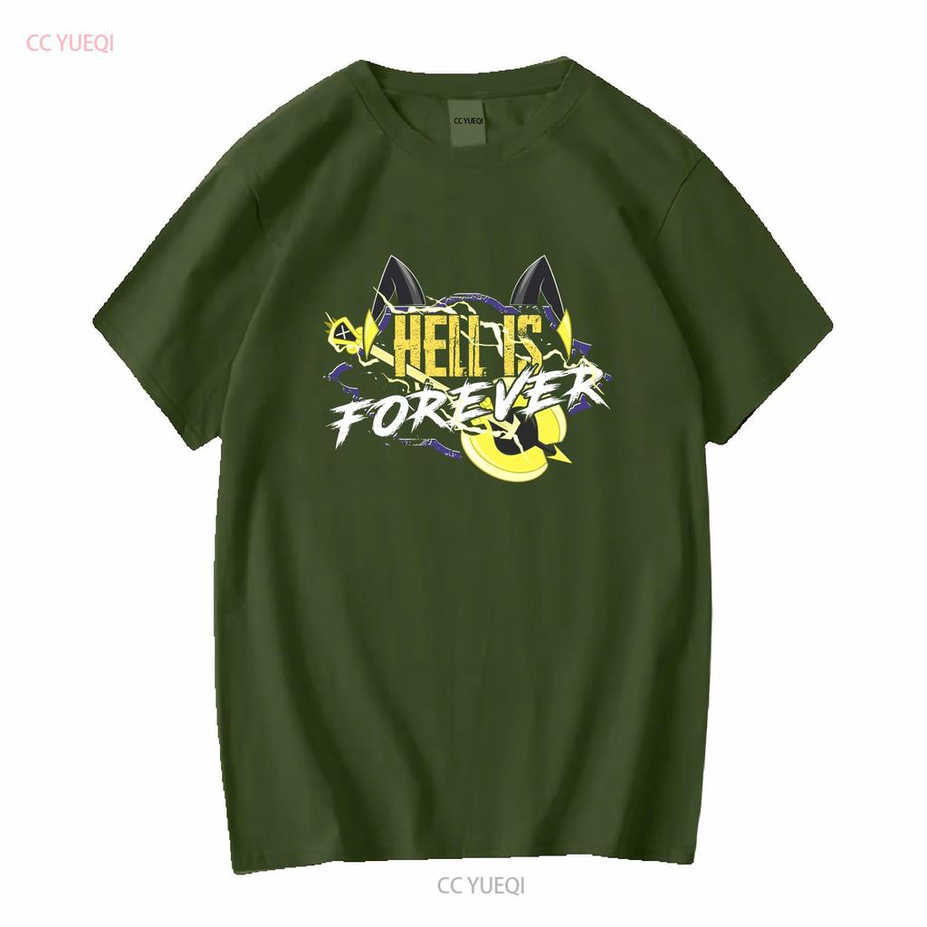 Casual Hazbins Hotels Adam Hell Is Forever T Shirt Men O Neck Pure Cotton Shi vintage Washed streetwear homme Unisex Versatile