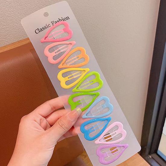 10Pz Fermagli per Capelli da Bambina Design Goccia d'Acqua Cuore Triangolo Colori Caramella Clip Laterali per Ciuffo Accessori Decorativi per Capelli