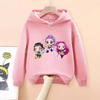 Demone Hunter Girl's Pink Hooded Streetwear Autumn Cute Anime Baby Pullover Kids Y2K Kawaii Long Sleeved T-shirt Casual Clothes