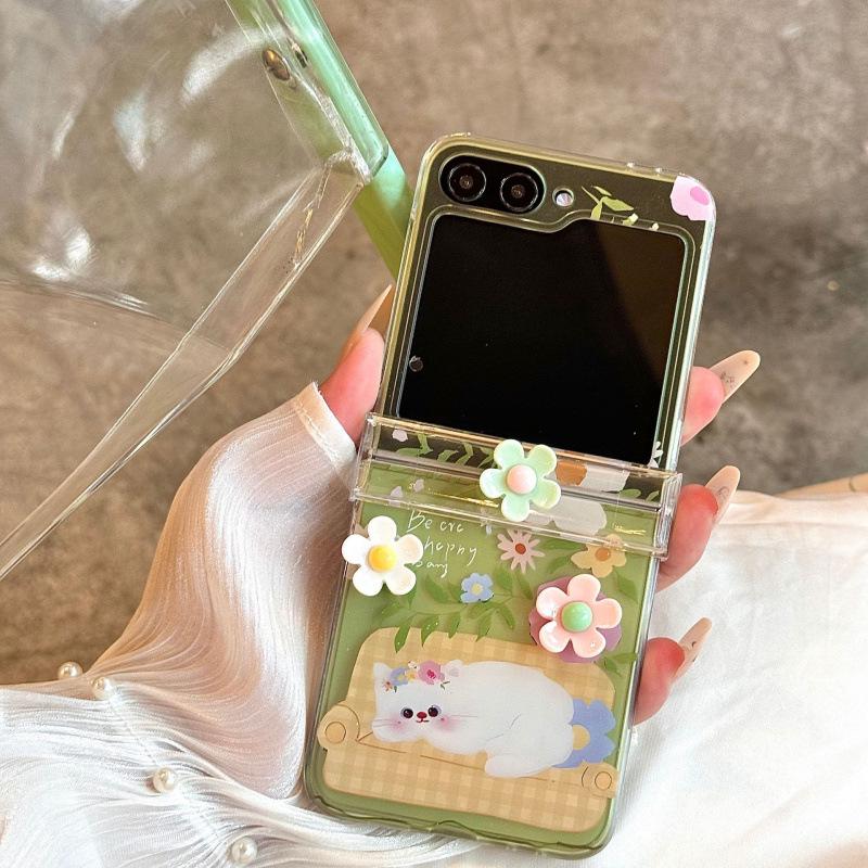 

Korean-Style Cute Cat Samsung Z Flip6/Fold7 Protective Phone Case ZFlip 5