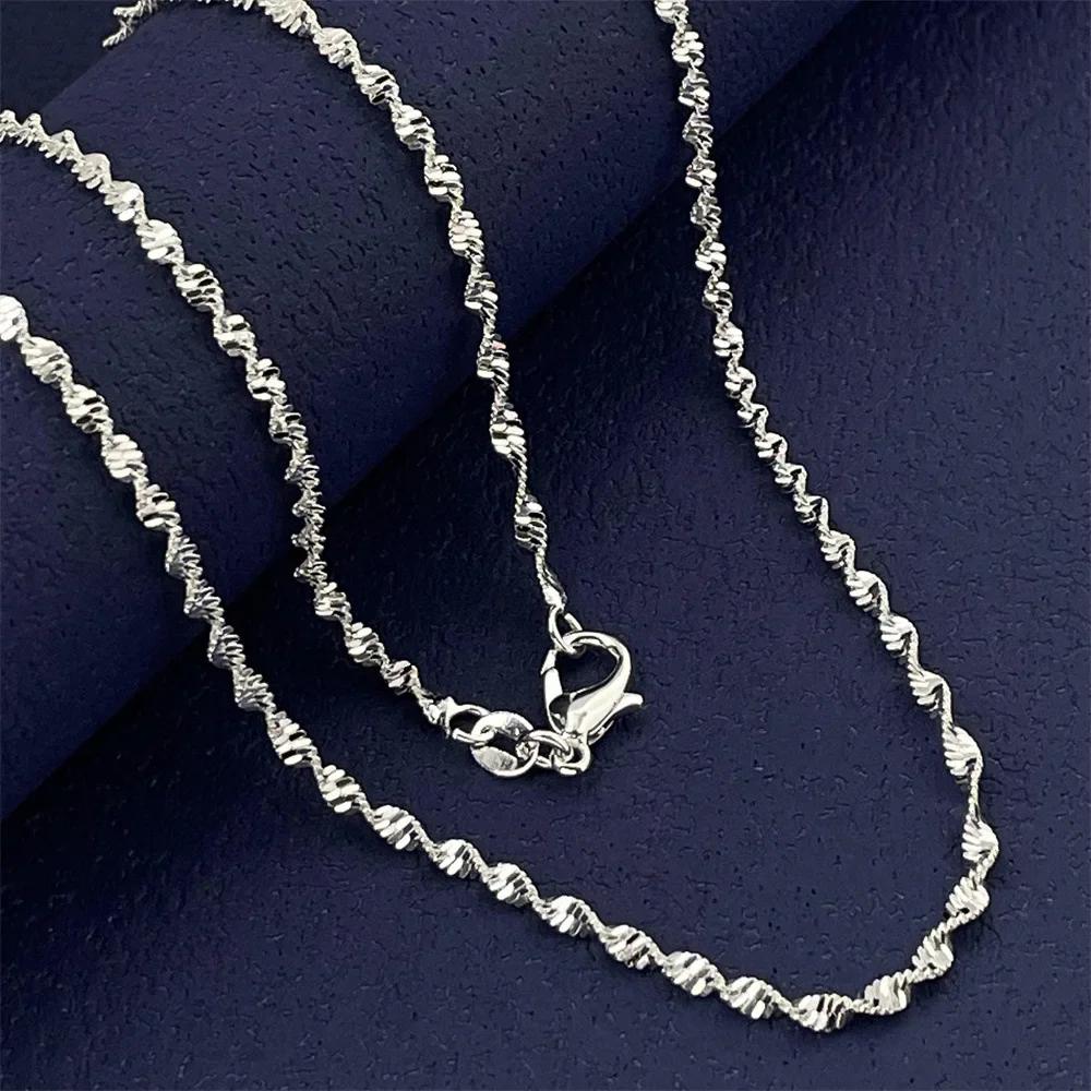 New Charms 925 Sterling Silver 40-75CM Cute 2mm Side Chain Necklace For Women Fashion Streetwear Jewelry Wedding Holiday Gifts