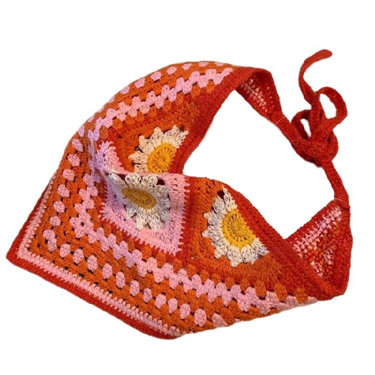 Knitted Floral Headscarf Hair Scarf Elegant Bandana Hairscarf Head Wrap