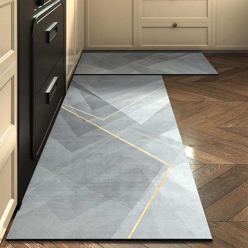 Kitchen Floor Mat Non-slip Oil-proof Waterproof Carpet PVC Leather Dirt-resistant Wipeable Foot Mats Household Long Size Rug