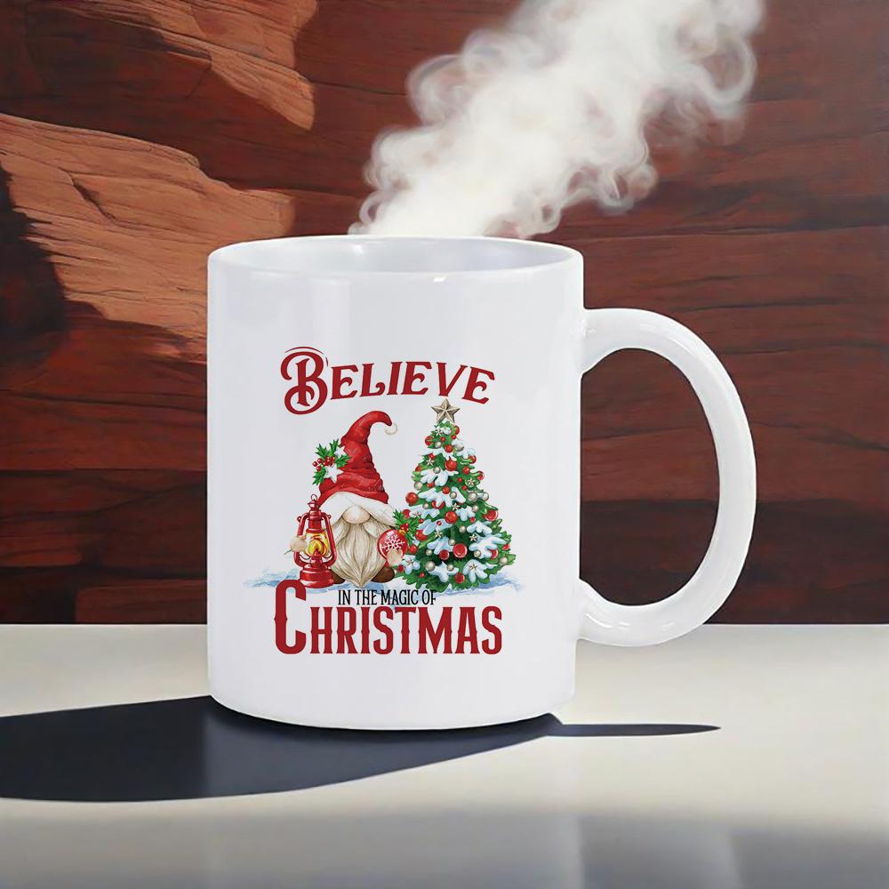 Cozy Xmas Themed Coffee Mug Christmas Tree Drawing Ceramic Mugs Santa Snowman Breakfast Cups Ho Ho Ho Cup Festive Gift Drinkware