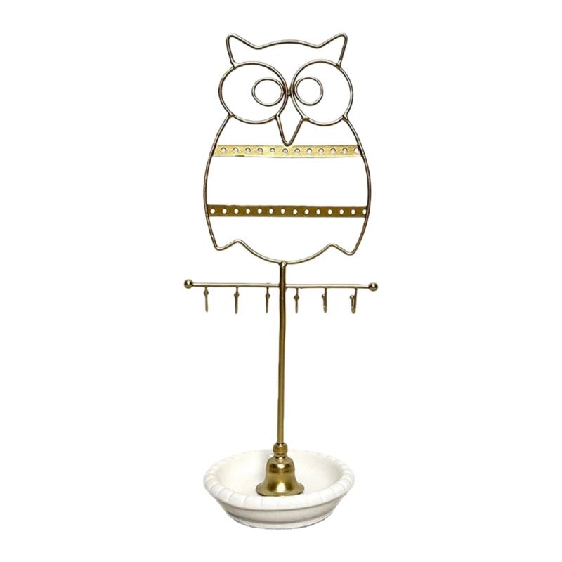 

Multitier Owl Design Jewelry Organizers Sturdy Iron Construction Stable Ceramic Base Easy Assembly 1