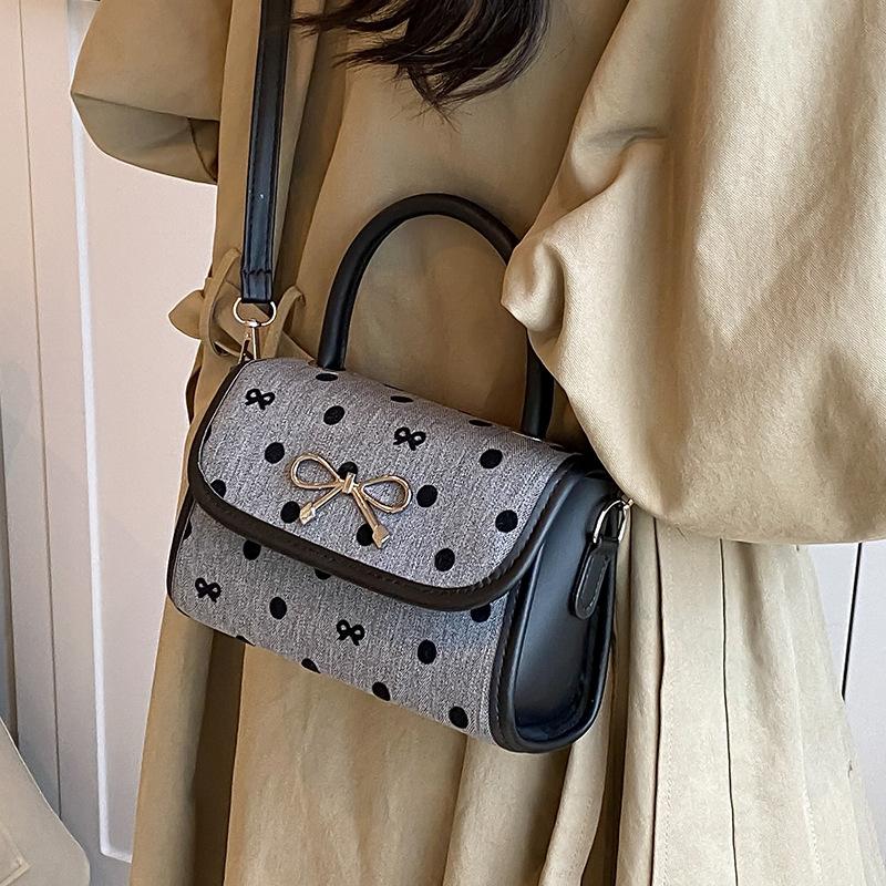 Niche Bow Bag Women'S Shoulder Messenger Bag Premium Polka Dot Portable Small Square Bag