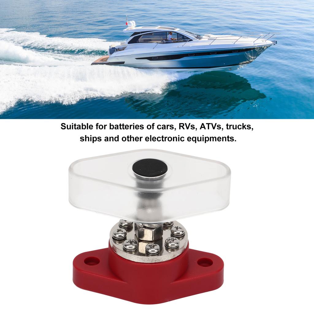 Power Distribution Stud Junction Post Red 3/8in 300A with Transparent Cover For Motor ATV Ship Electrical Equipment