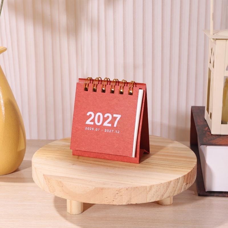 1Pcs 2027 Mini Simple Calendar Small Desk Calendar Creative Coil Calendar Planner Desktop Decoration Office Stationery