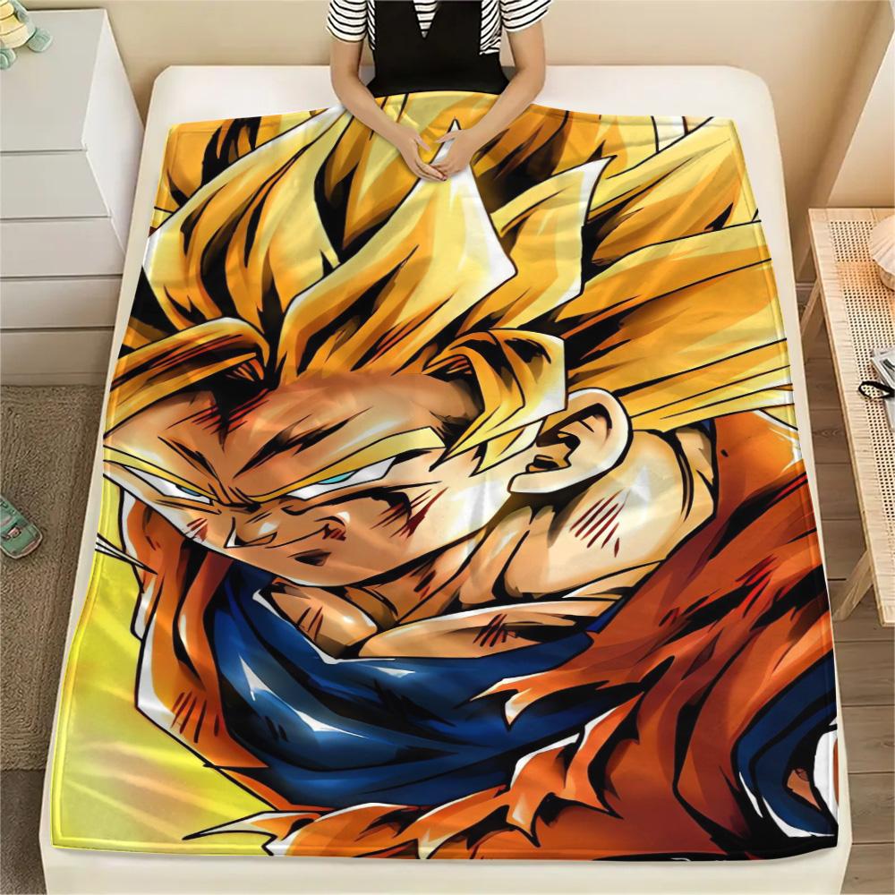 Goku Cute Pattern Print Flannel Blanket, Warm Comfort Cover for Bed, Chair, Sofa, Bedroom and Short Travel.-TING