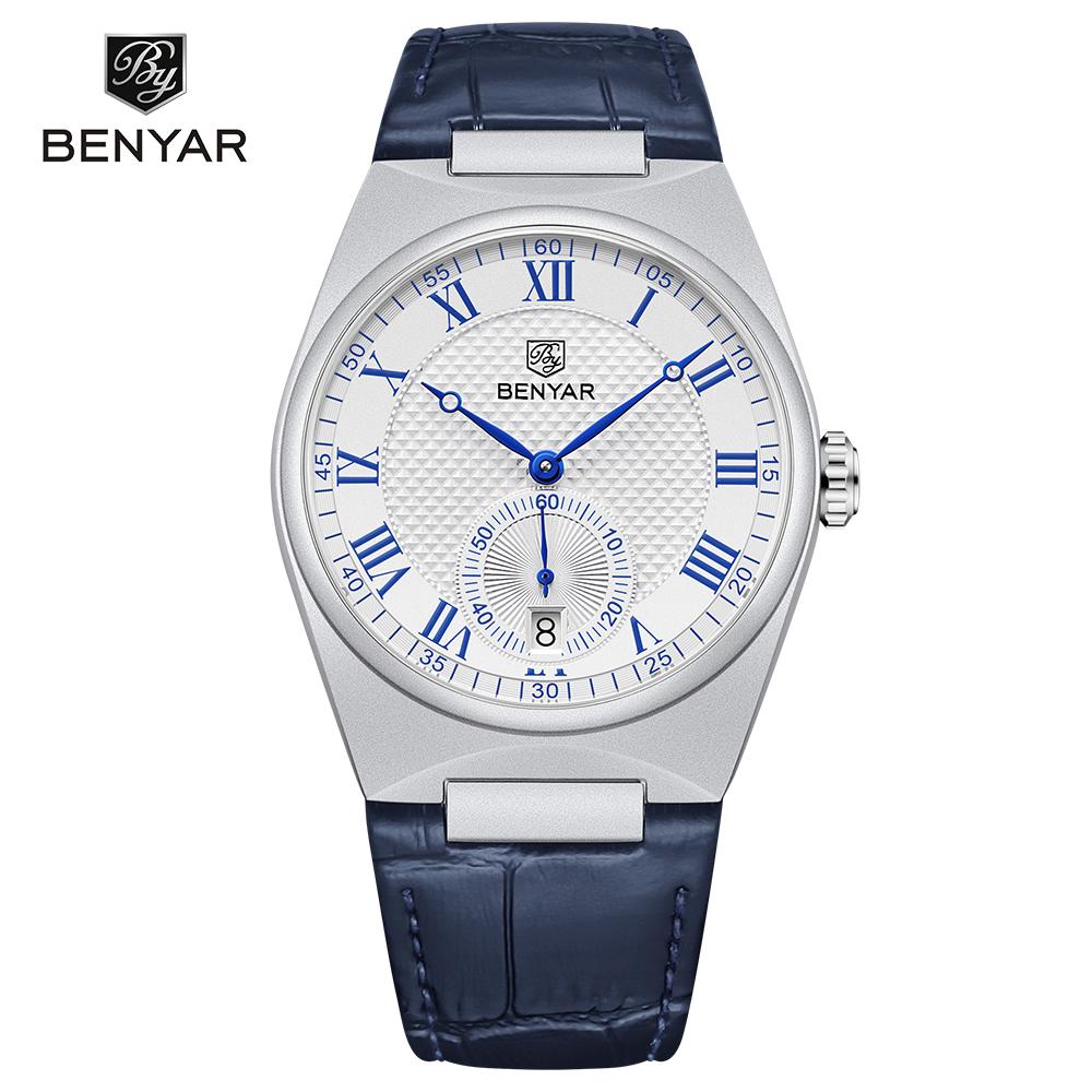 BENYAR 5199 New Business Luxury Men's Quartz Watch 30M Waterproof Sports Leather Watch Fashion Men's Watch
