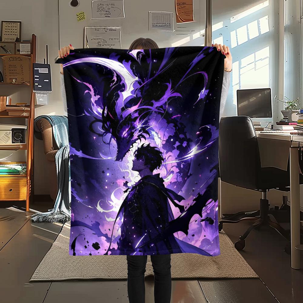 1PC Solo Leveling Print Flannel Blanket, High quality Comfortable for All Seasons, Home Decor, Warmth and Comfort, Perfect for Christmas Gifts170