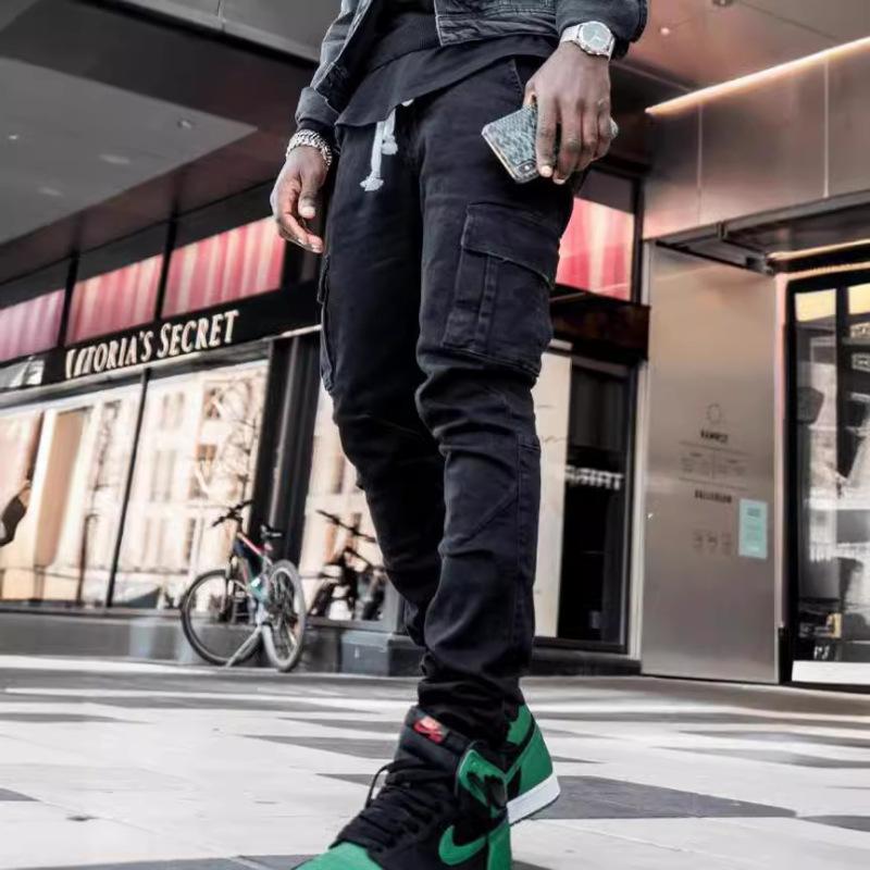 Men's Multi-Pocket Pocket Slim Fit Denim Cargo Pants Clothes Sale