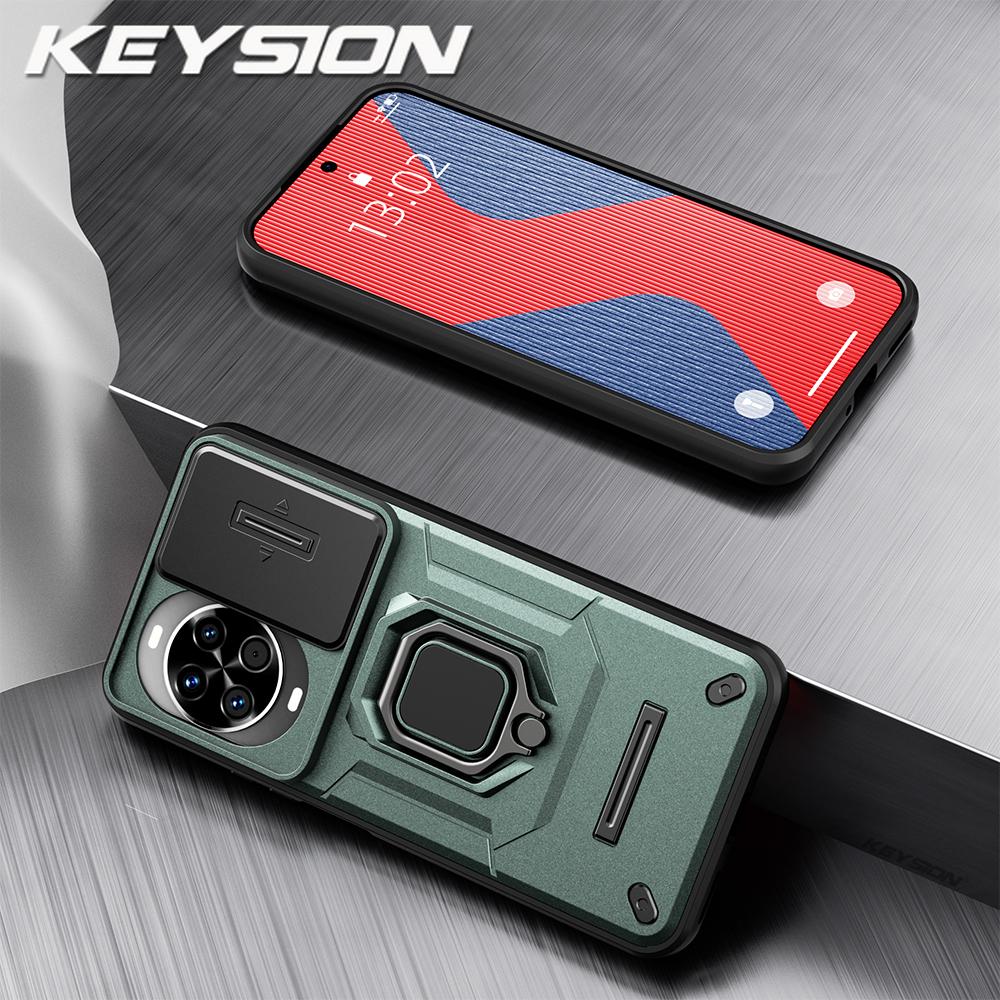 KEYSION Shockproof Case for Huawei nova 14 14 Pro Slide Camera Protection Metal Ring Stand Phone Back Cover for Huawei nova14Pro
