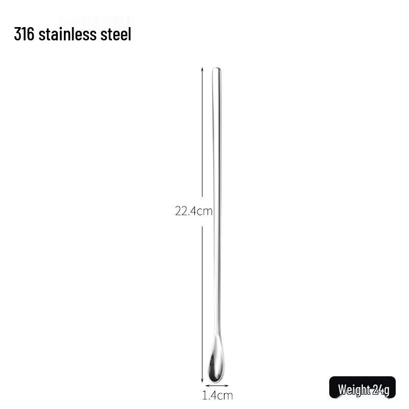304 Stainless Steel Long Handle Stirring Spoon - Ideal for Coffee, Ice, Honey, Bar, Milk Tea, and Desserts.