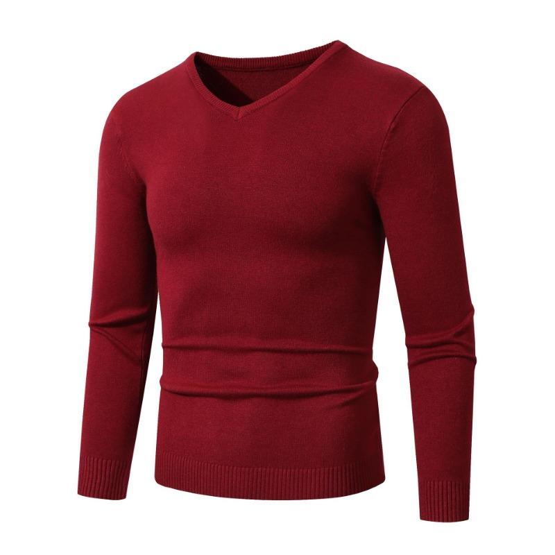 Men S V Neck Knit Sweater Casual Pullover Winter Loose Fit