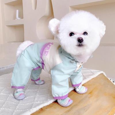 Hund Regenmantel 4-beinig Ganzkörper-Jacke für kleine Hunde (Bichon, Teddy)