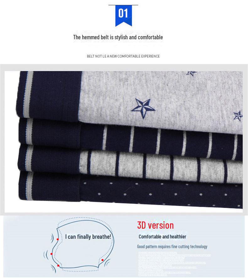 [4er-Pack] Langsha Herren-Boxershorts aus Baumwolle – mittlere Leibhöhe mit Schlitzen
