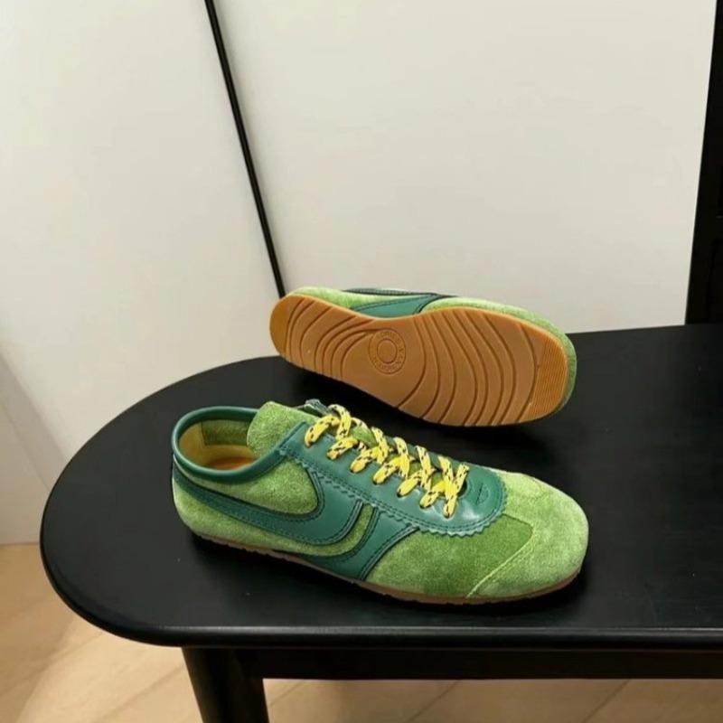 Fashion German Training Shoes Women New Style Genuine Leather Women Sneakers Flat Lace-up Retro Large Size Forrest Gump Shoes Women