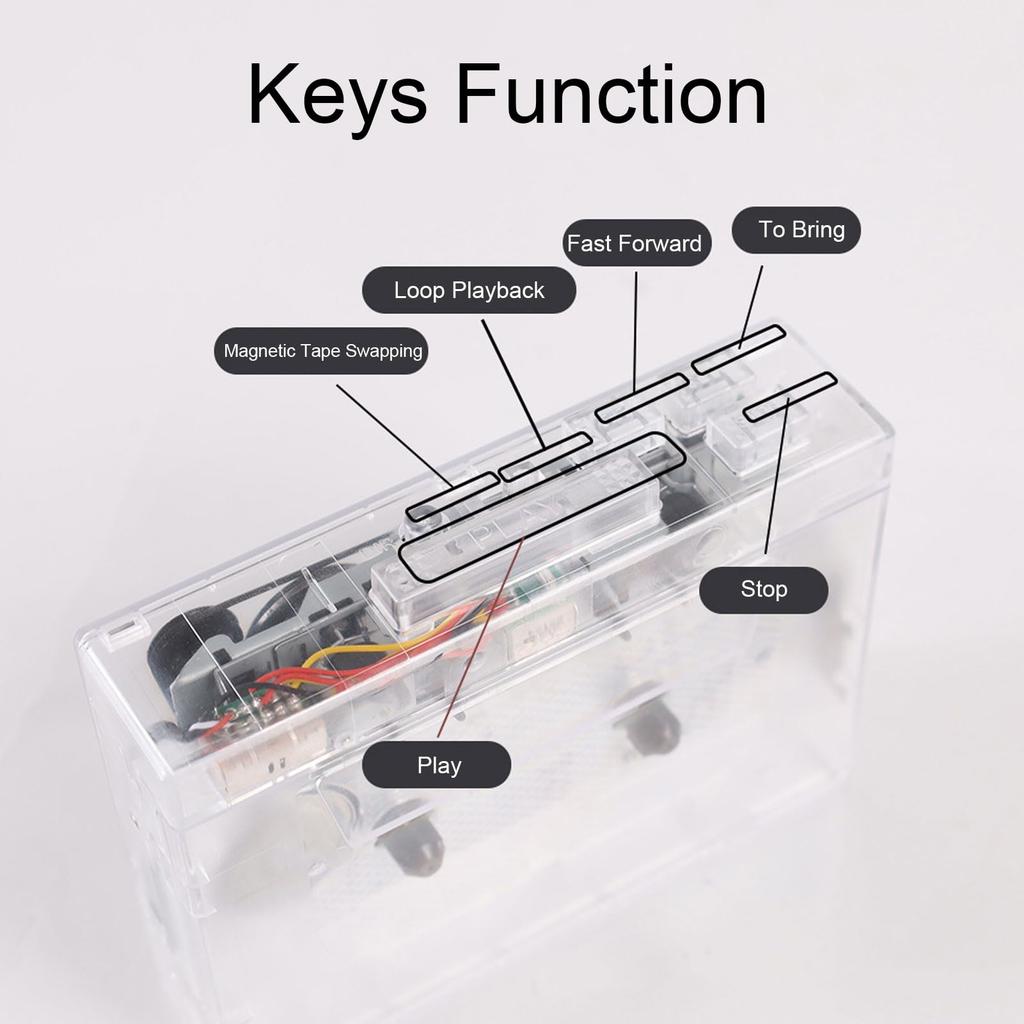 Asixxsix Cassette Tape Portable Vintage Bluetooth Cassette AUX MP3 USB Flash Drive and USB Card Reader Compatible Player, Player, 3.5mm Terminal,