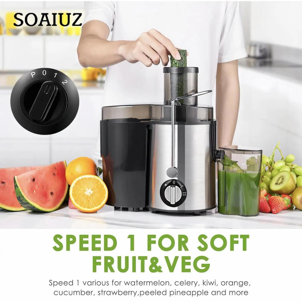 Electric Juicer 400W Stainless Steel Centrifugal Fresh Juice Machine Easy To Clean and Anti-Drip 3 Speeds Fruit Vegetable Juicer