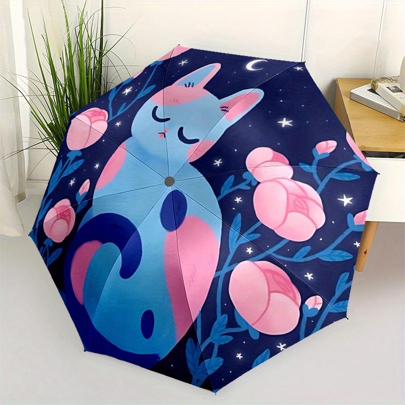 1pc Night Flowers Automatic Open/Close Umbrella, Portable Folding Umbrella for Travel, Themed Events, It is suitable as a gift for various festivals,
