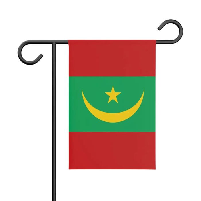 Drapeau - Mauritanie - 32 X 47.5 Cm - Polyester - Impression Recto/verso - Jardin Extérieur