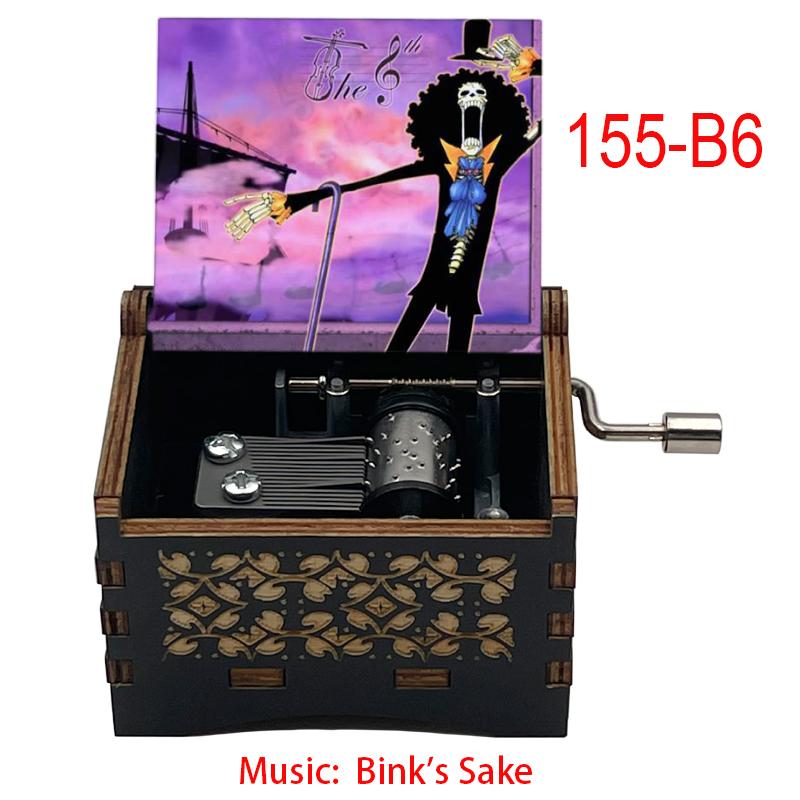 Vintage Anime Bink's Sake Music Box Hand Crank Wooden Musical Gift for Friends Family Festival Party Home Office Decoration