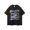 Unisex Vintage Washed Cotton Tee With Racing Graphic Print Loose Fit Casual Short Sleeve T-Shirt