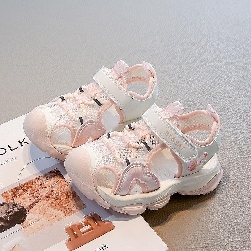 Fashion Children's Beach Shoes 2025 Summer Explosion Baby Girl Soft Sole Non-slip Sandals Hollow Single Net Casual Shoes