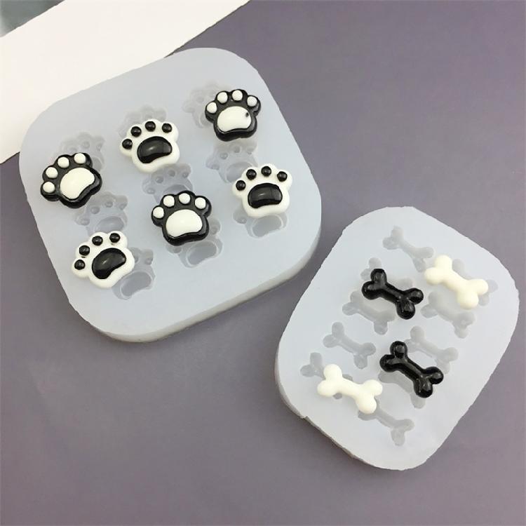3Pcs Flexible Silicone Molds for Cats Paws/Bone Shape Dessert Chocolate and Candy Baking Moulds Kitchen Accessories