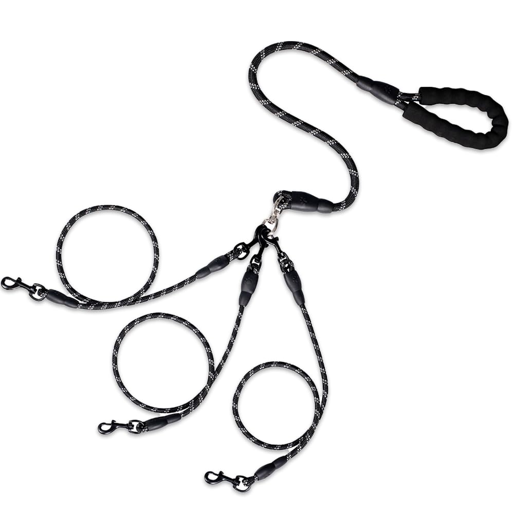 

HIRAISM Поводок для выгула нескольких черных собак, не запутывающийся, (Поводок для 3 питомцев) чёрный