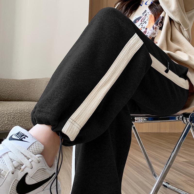 The Real Shot of the New Tied Feet Autumn Clothing Maternity Pants Spring and Autumn Wear Loose Casual Wide-leg Straight Two-wear Pants