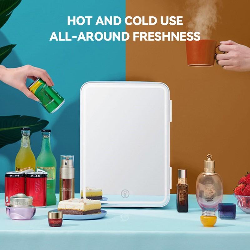 8L Large Capacity Mirror Cosmetic Refrigerator Car Household Mini Refrigerator Beauty Mask Skin Care Cosmetics Mini Fridge