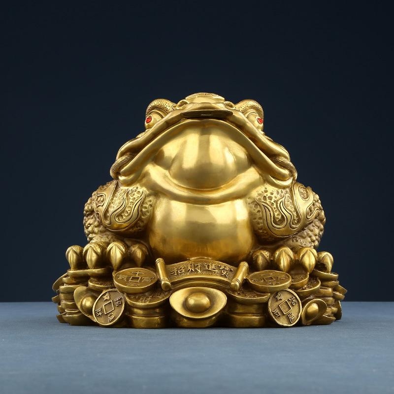 Brass Ornament ≪Treasure Offering Toad≫ Home Decor Living Room Wine Cabinet Office Opening Decoration Gift