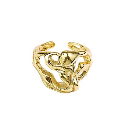 Anéis Geométricos Irregulares Vazados Cor Dourado Prateado para Mulheres Design Exquisito Único Joias de Festa Presente