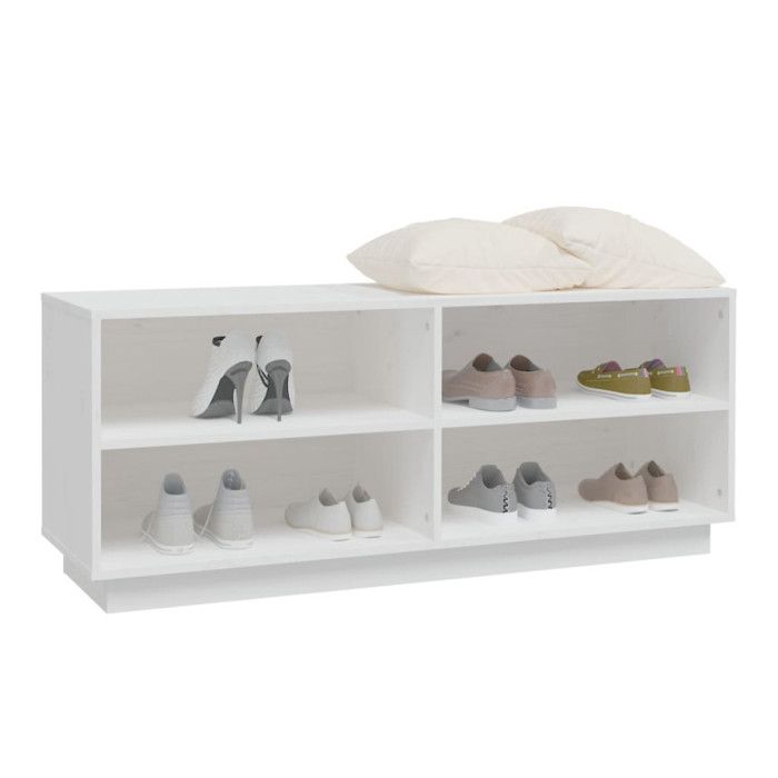 VidaXL Armoire à chaussures Blanc 110x34x45 cm Bois de pin massif
