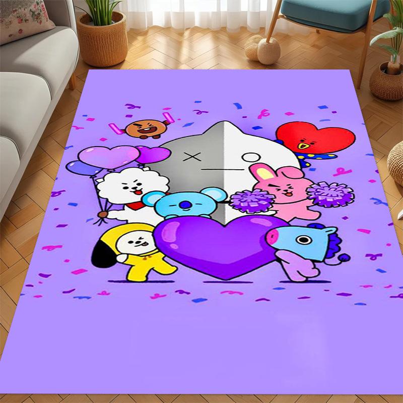 Colorful BT21 Characters Celebration carpet Living room and bedroom mats printing Office chair cushion Dormitory decoration Fashion