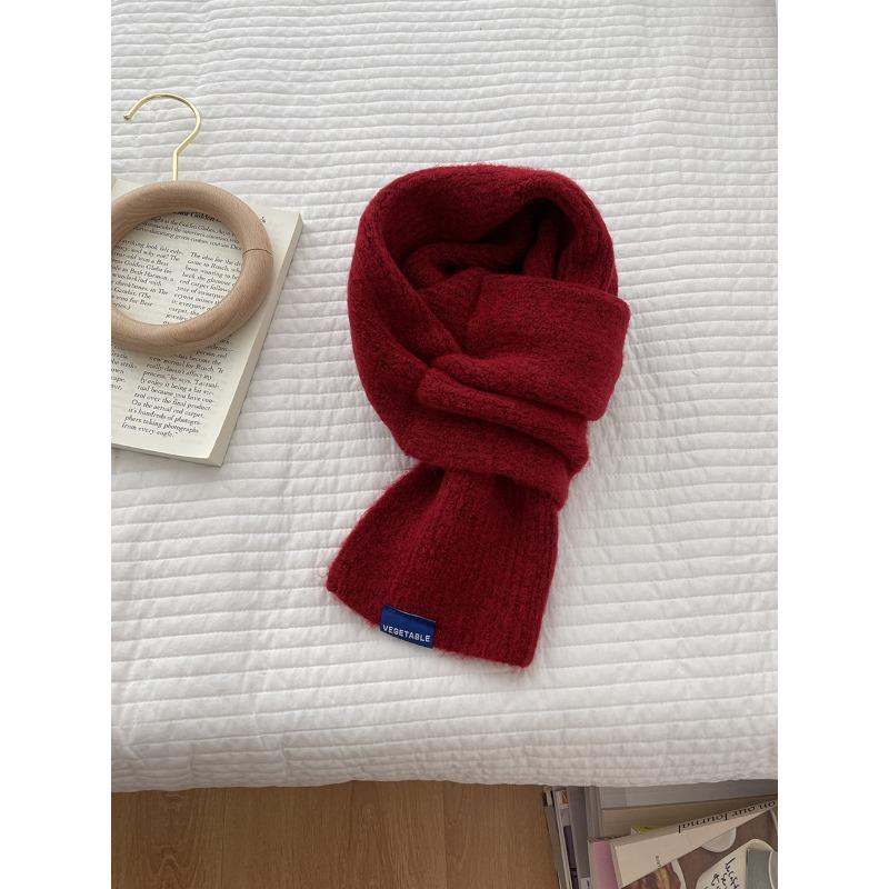 

Winter Thickened Warm Scarf for Women Korean All Match Solid Color Short Knitted Student Windproof Korean Style Literary Style Soft and Waxy 66*25cm